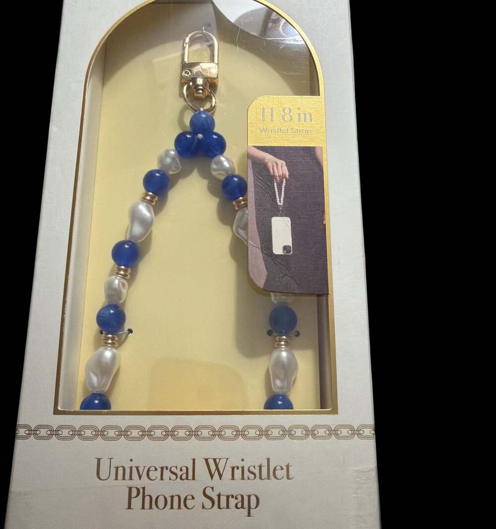 Artikl Universal Wristlet Phone Strap Blue Beads and Pearls 11.8 Inch